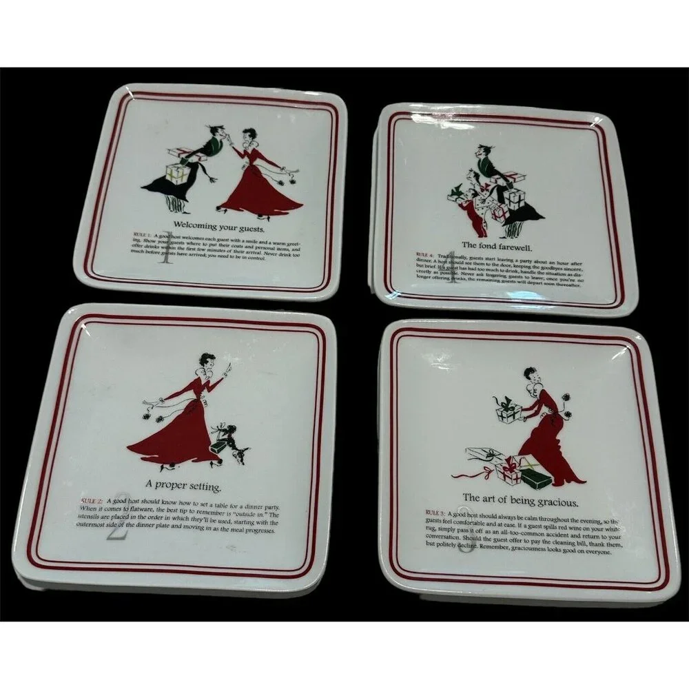 4 WILLIAMS SONOMA Appetizer Cheese Small Plates Party Etiquette Hostess Rules